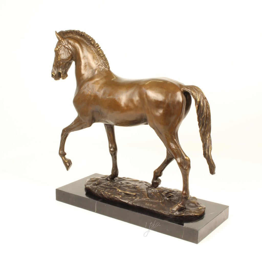 Trotting Horse – Bronze statue, marble – 55 cm