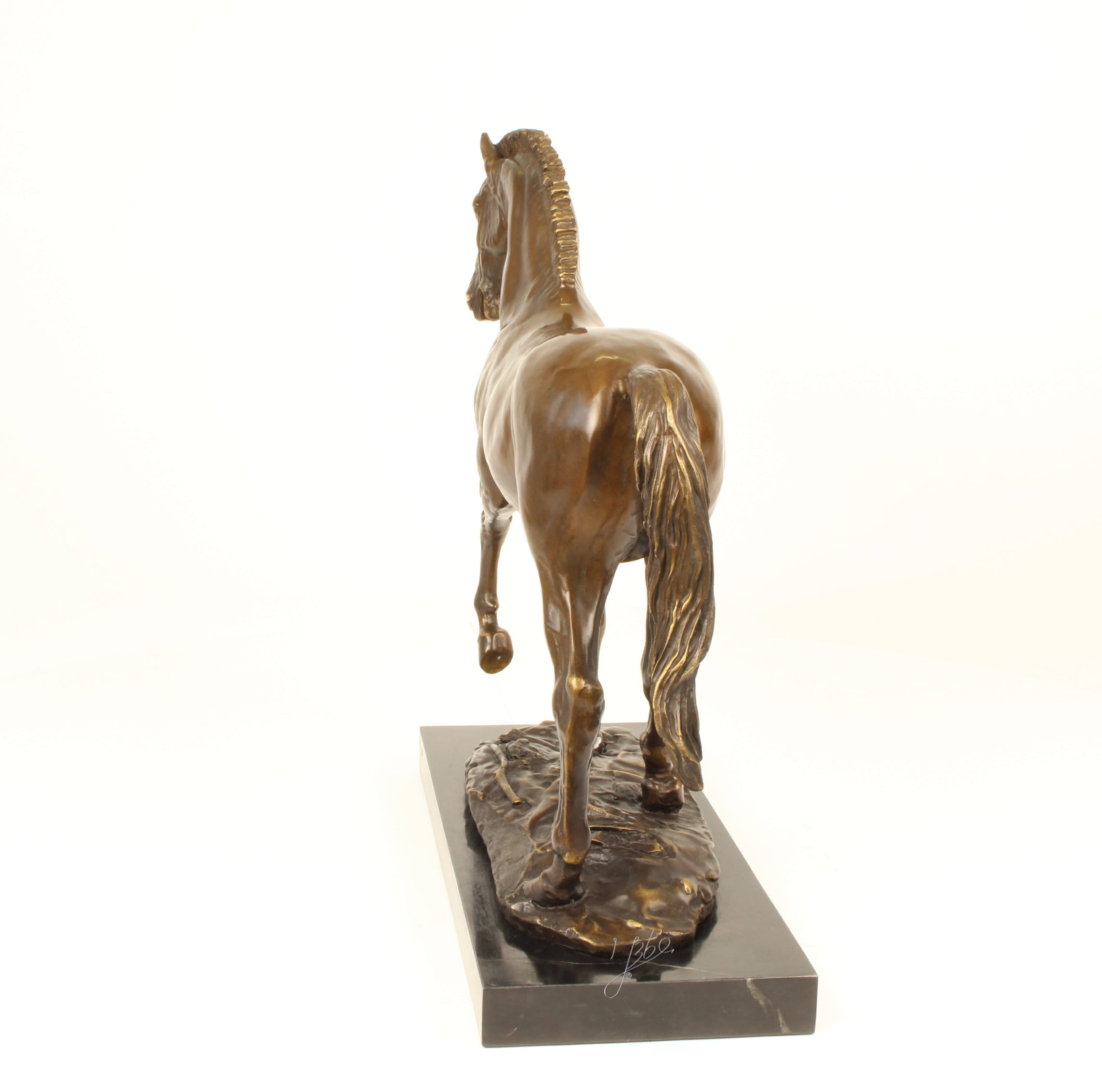 Trotting Horse – Bronze statue, marble – 55 cm