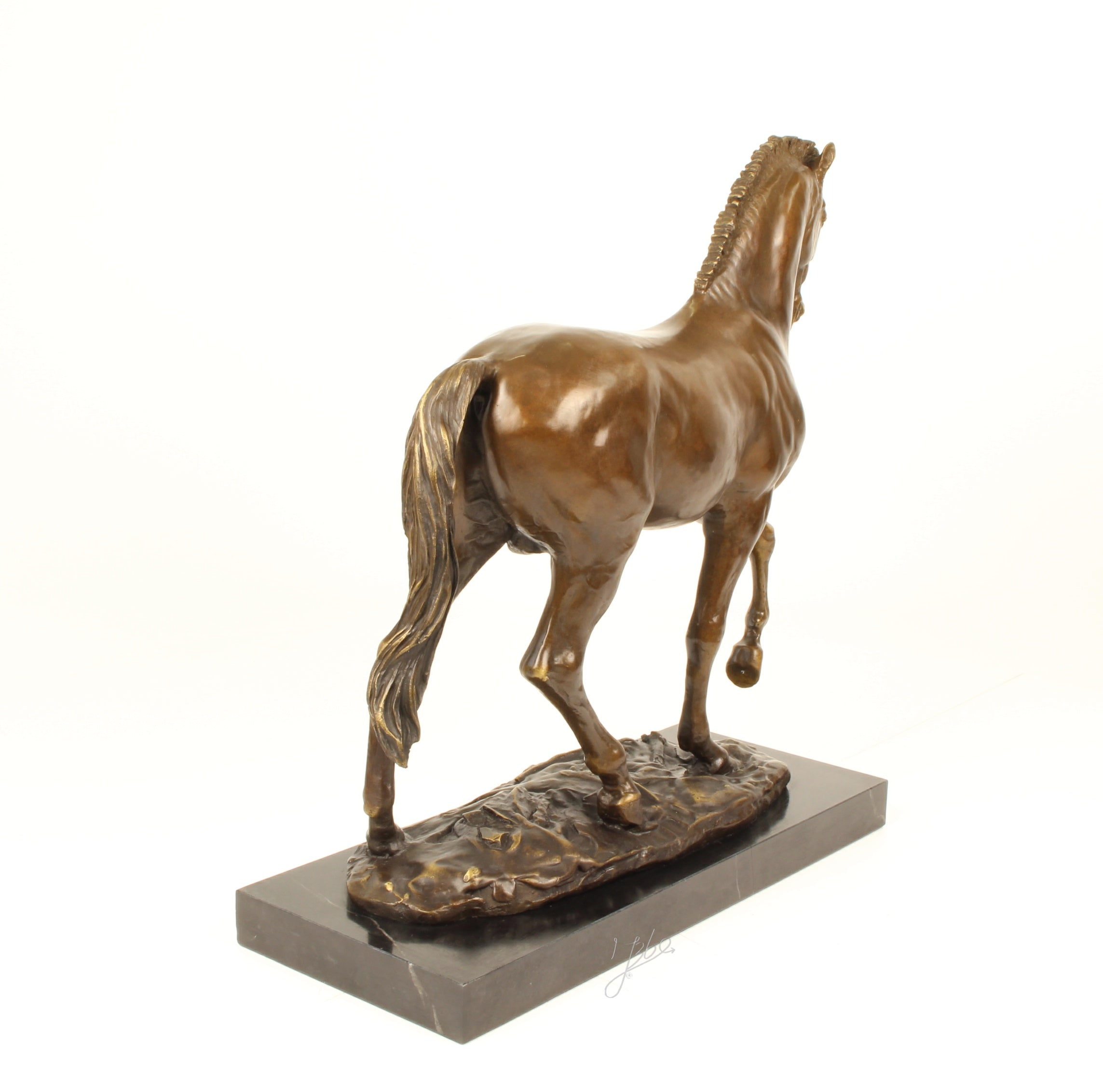 Trotting Horse – Bronze statue, marble – 55 cm