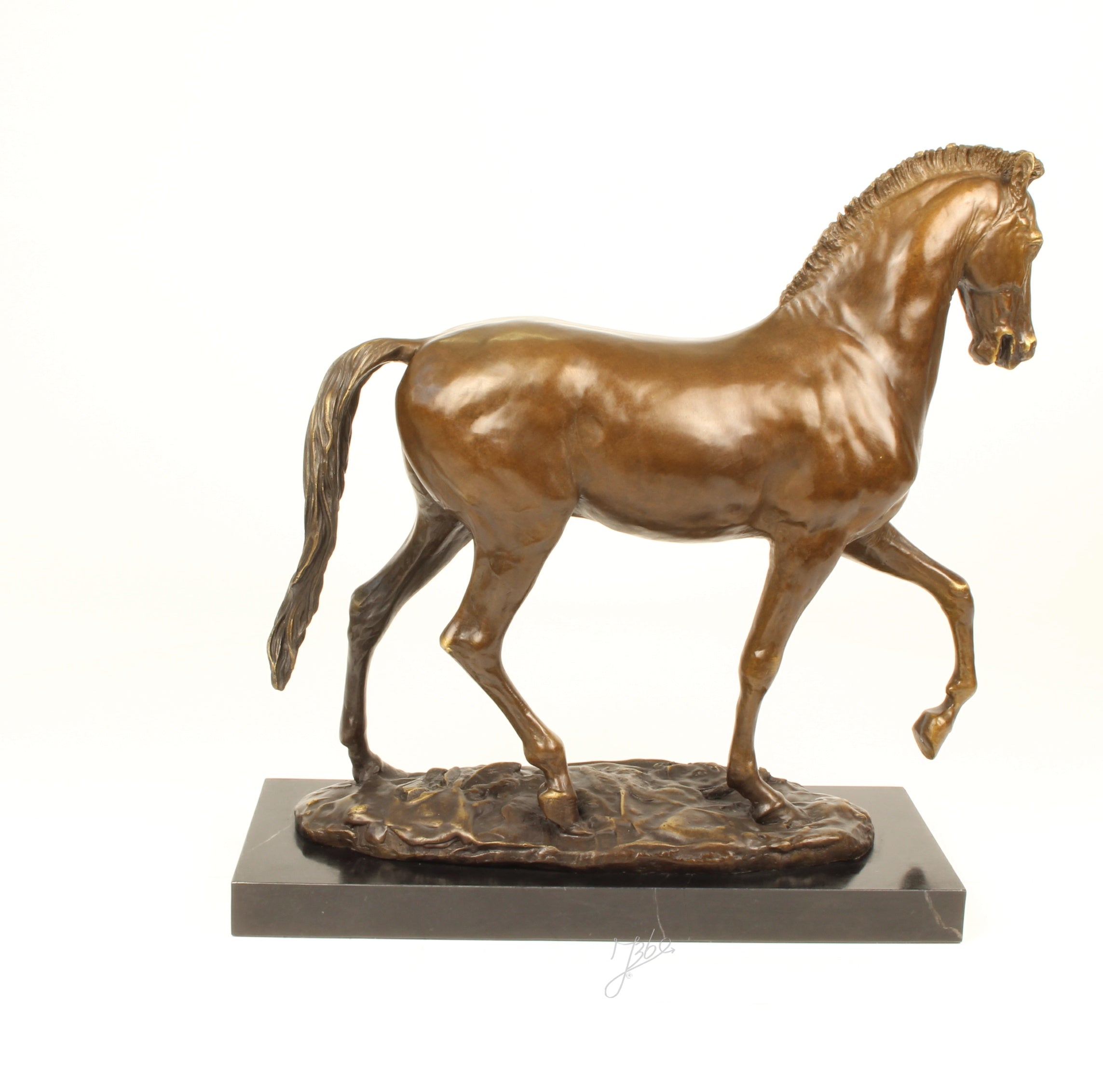 Trotting Horse – Bronze statue, marble – 55 cm