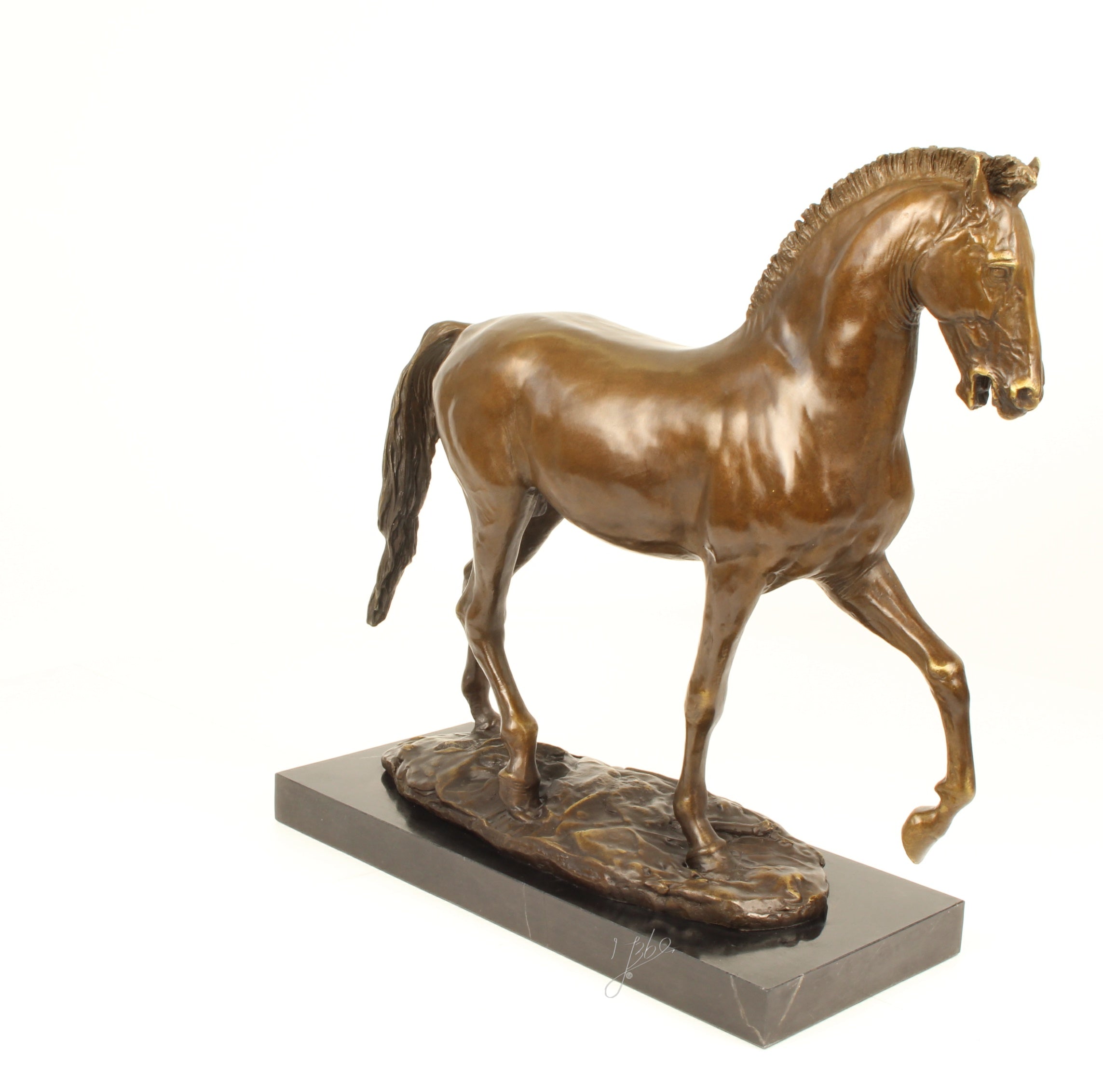 Trotting Horse – Bronze statue, marble – 55 cm