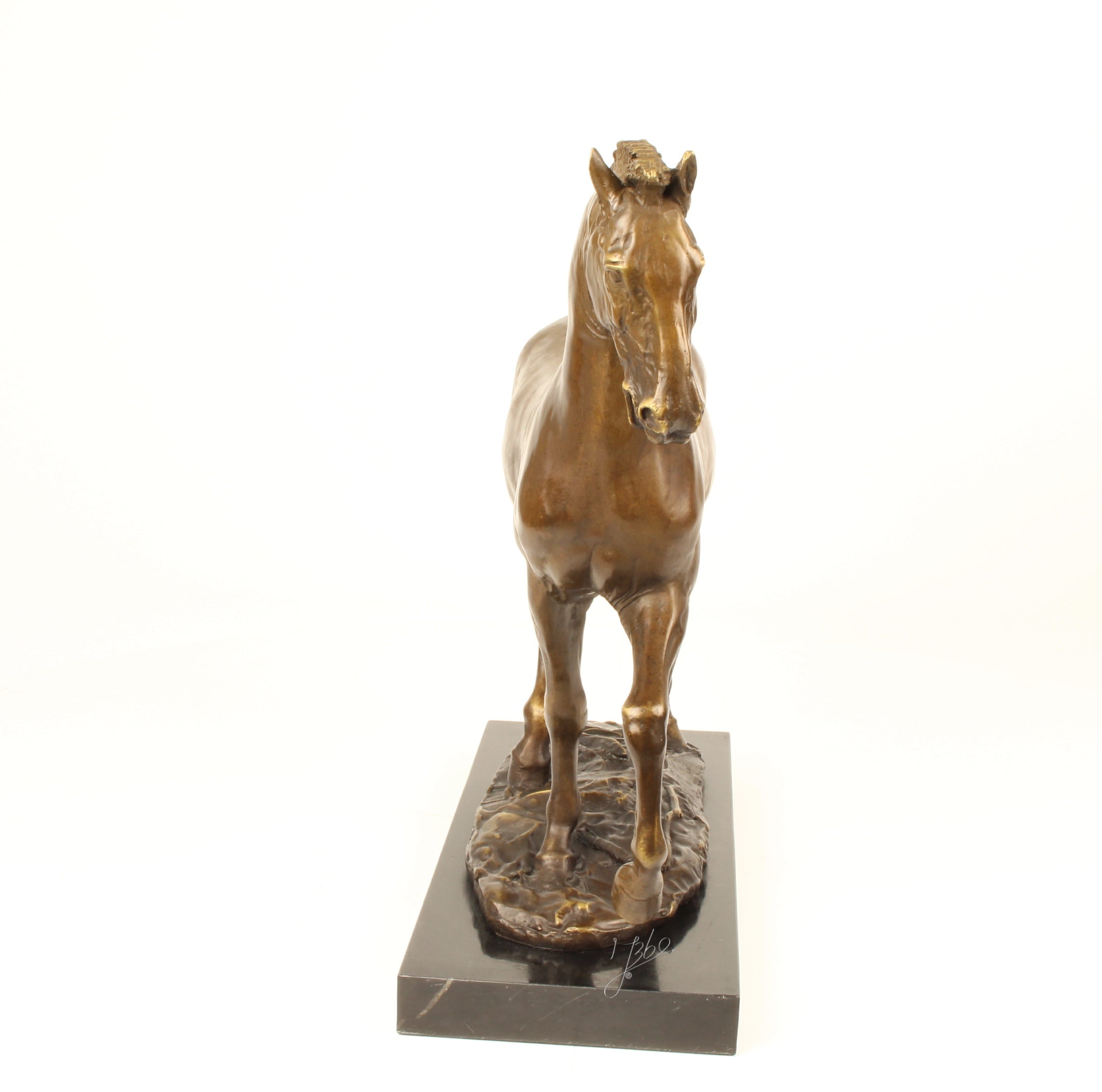 Trotting Horse – Bronze statue, marble – 55 cm
