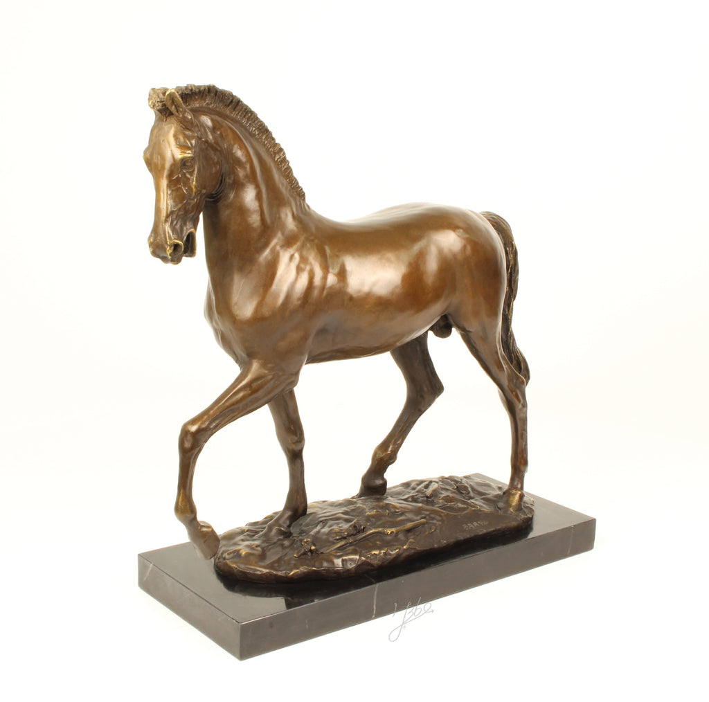 Trotting Horse – Bronze statue, marble – 55 cm