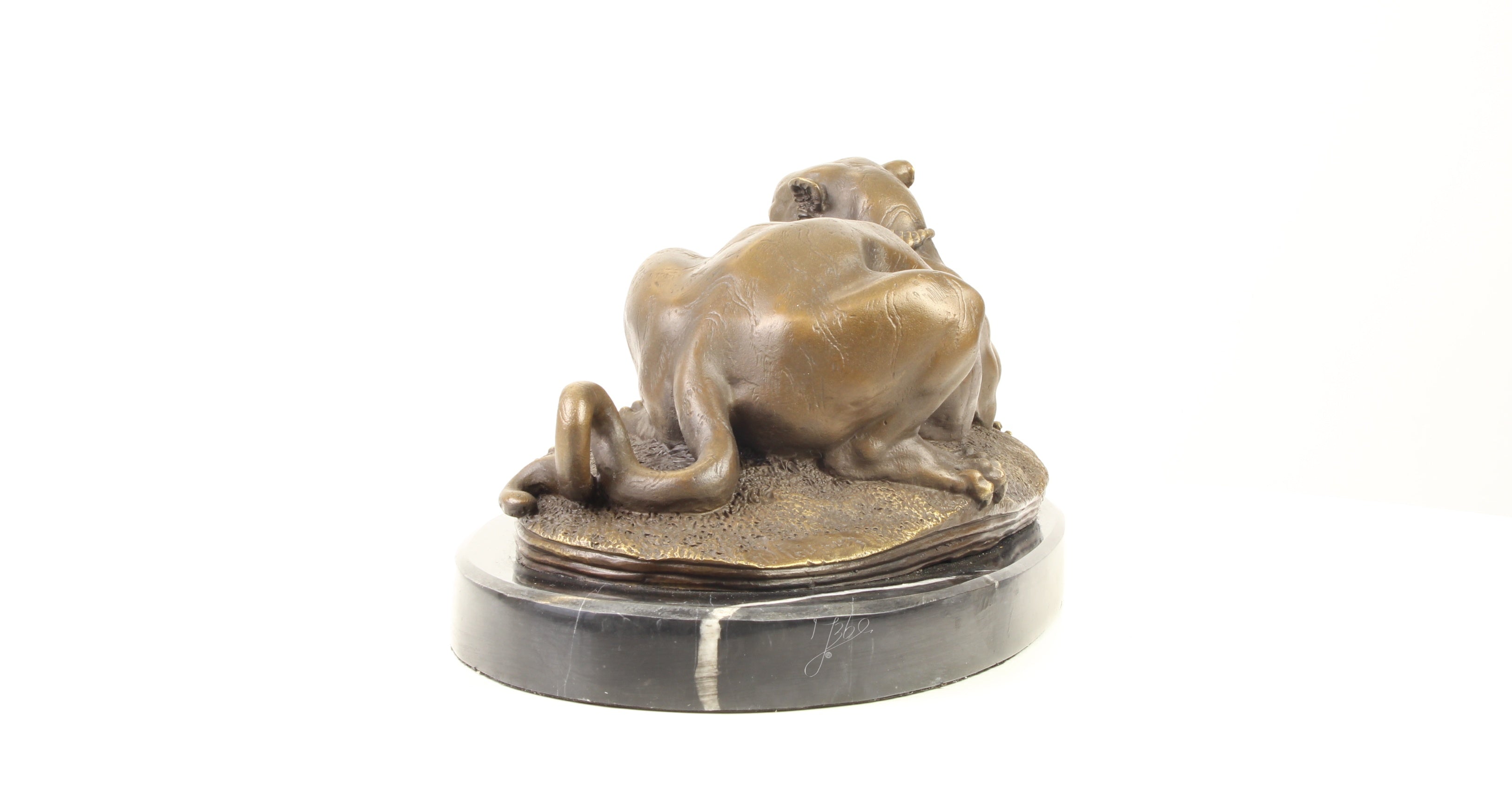 Tijger met gaviaal – Bronzen sculptuur