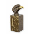 Bronzen sculptuur van adelaarskop op marmeren sokkel – VntiQue
