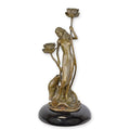 Bronzen Art Nouveau kandelaar op marmeren sokkel – 35,2 cm – VntiQue