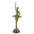 Bronzen beeld van een ballerina op spitzen met tutu op ronde sokkel – 66,5 cm – VntiQue