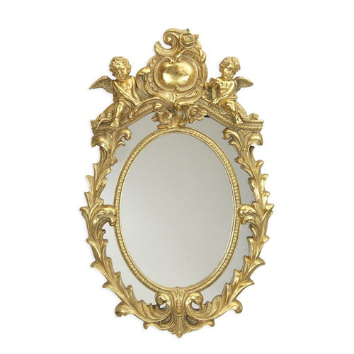 Resin barok wandspiegel goud met twee putti – 55 cm – VntiQue