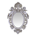 Resin barok wandspiegel met twee putti, zilverkleurig – 73,3 cm – VntiQue