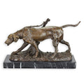 Bronzen sculptuur van jachthond op sokkel, 37 cm – klassiek