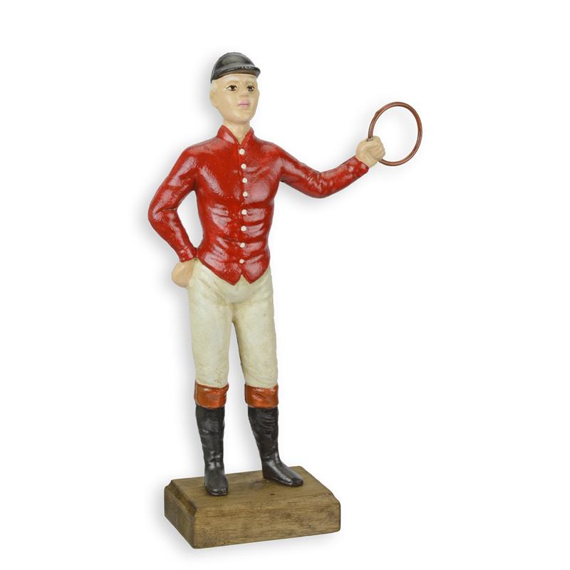 Gietijzeren Cavalier Spirit aanbindpaal met ring, rood jasje – 33,9 cm – VntiQue