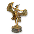 Bronzen sculptuur danseres met gouden patina op sierlijke sokkel – 16 cm – VntiQue