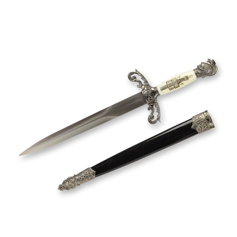 Decoratieve dolk met versierde greep en schede – 35,2 cm – VntiQue
