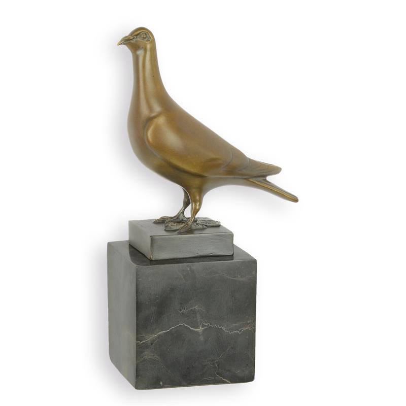 Bronzen duif op marmeren sokkel – 20 cm – VntiQue