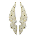 Set antiek witte engelenvleugels voor wandmontage, rijk gevederde textuur, hoogte 106,5 cm.