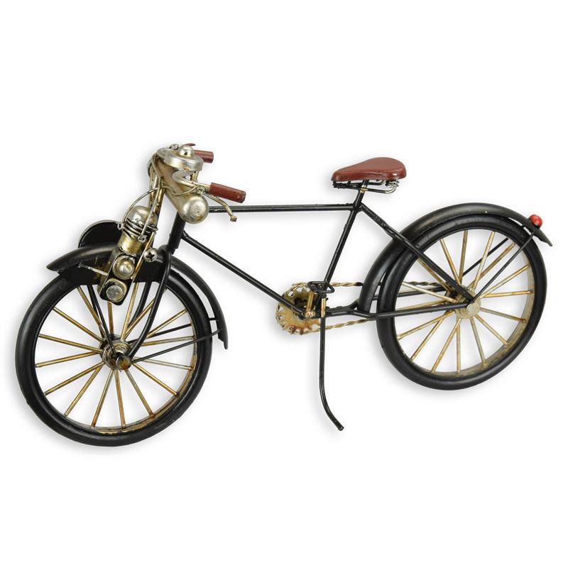 Handgeschilderd blikmodel fiets in vintage zwart/brons – 30,2 cm – VntiQue
