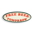 Gietijzeren wandbord Free Beer Tomorrow in rood-wit – 17 cm – VntiQue