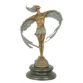 Bronzen modernistische gevleugelde man op ronde sokkel – 31,7 cm – VntiQue