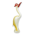 Glazen reiger in Murano-stijl, 38 cm – wit/amber met rood accent