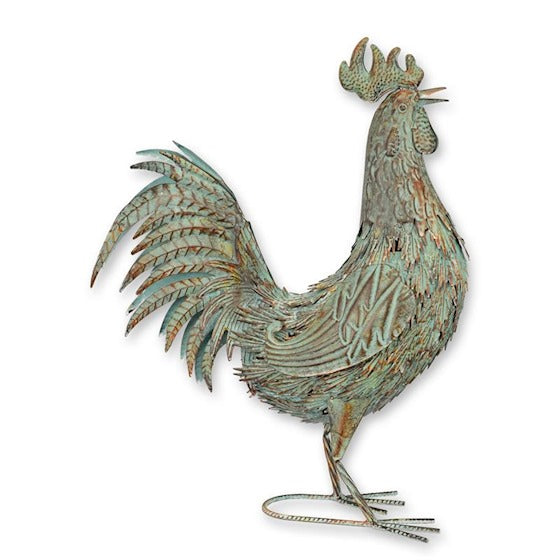 IJzeren haan tuinbeeld met patina afwerking – 56,5 cm – VntiQue