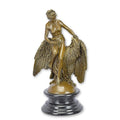 Bronzen beeld Hebe met adelaar, bruine patina, op marmeren sokkel – 50 cm – VntiQue
