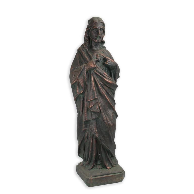 MGO sculptuur Heilig Hart van Jezus in patina-brons look, 82 cm