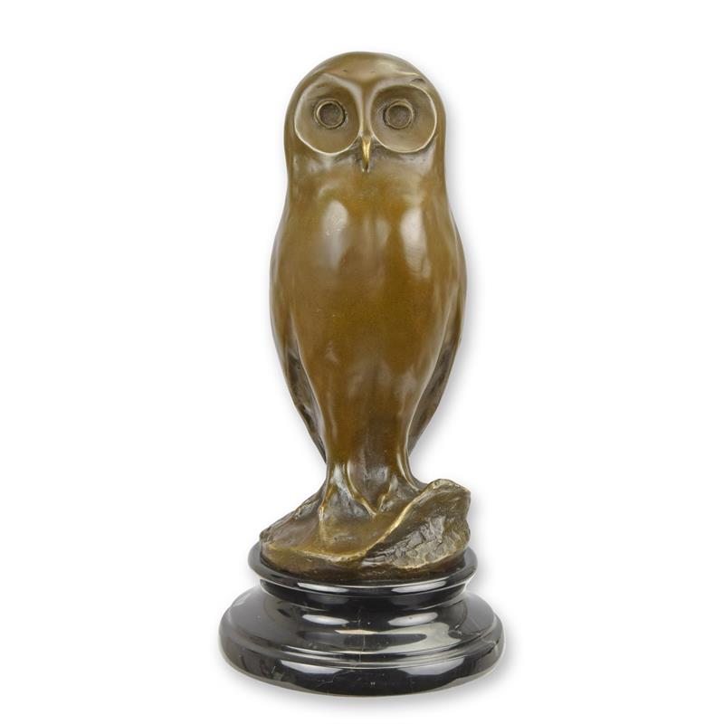 
Bronzen beeld jonge uil op marmeren sokkel – 24,7 cm – VntiQue