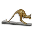 Bronzen kangoeroe op marmeren sokkel, langwerpig beeld 32,5 cm – VntiQue