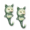 Set van 2 groene gietijzeren katten kapstokhaken – VntiQue