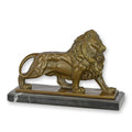 Bronzen sculptuur leeuw met bruine patina op marmeren sokkel – 20 cm – VntiQue