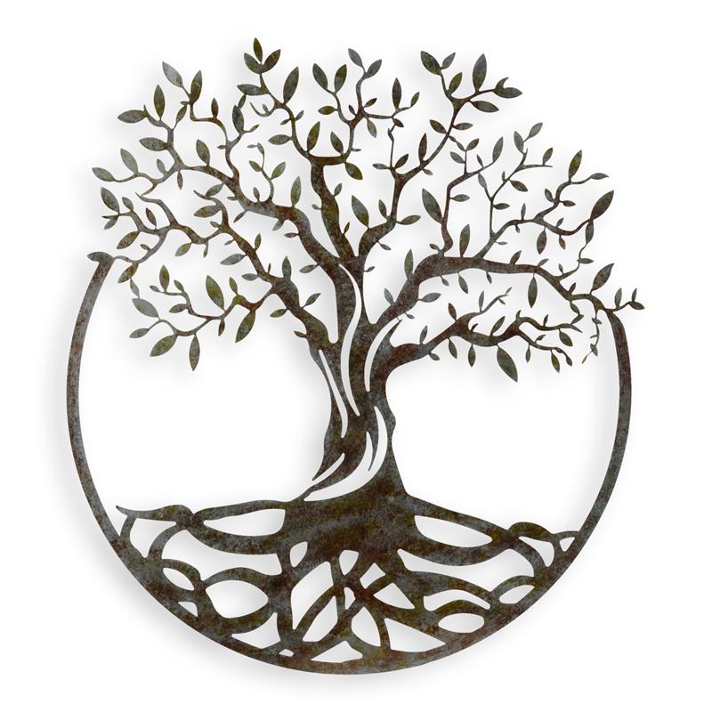 Smeedijzeren levensboom wanddecor, antiekbruine afwerking – 88 cm – VntiQue