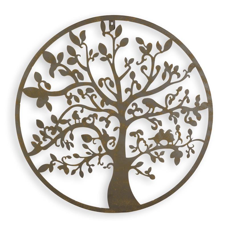 Ronde wanddecoratie ‘Levensboom’, opengewerkt silhouet – Ø 51 cm
