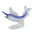 Murano-stijl glazen marlin in helder/blauw op golvende basis – 22,6 cm – VntiQue