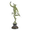 Bronzen beeld Mercurius met caduceus, groene patina, op marmeren sokkel – 54,8 cm – VntiQue