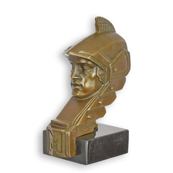 Bronzen Minerva auto mascotte op marmeren sokkel 16 cm – VntiQue