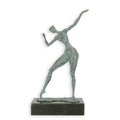 Bronzen sculptuur naakte vrouw met groene patina op marmeren sokkel – 52 cm – VntiQue