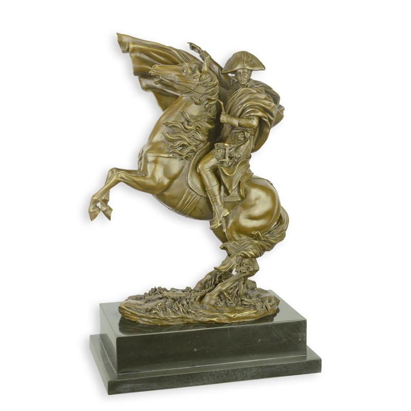 Bronzen sculptuur van Napoleon op steigerd paard op marmeren sokkel – 43,5 cm – VntiQue