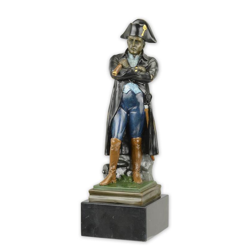 Bronzen beeld van Napoleon met meerkleurige patina op marmeren sokkel – 30,7 cm – VntiQue