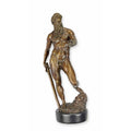 Bronzen sculptuur van Neptunus op ronde marmeren sokkel – VntiQue
