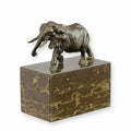 Bronzen sculptuur van olifant op marmeren sokkel – VntiQue