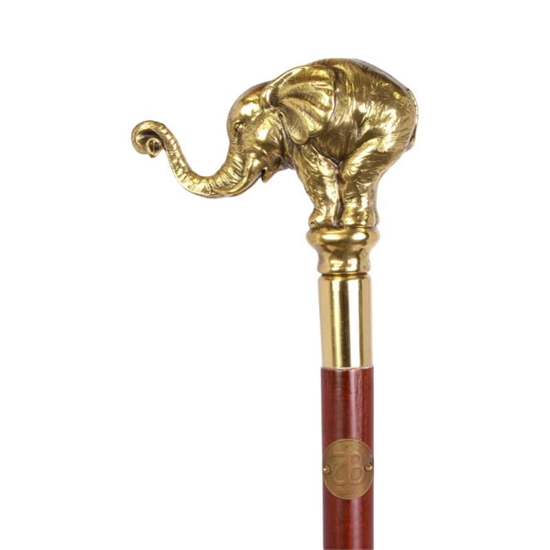 Wandelstok met bronzen olifant-handgreep en houten schacht – 90 cm – VntiQue