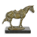Bronzen beeld paard met zadel op zwarte marmeren sokkel 24,5 cm – VntiQue