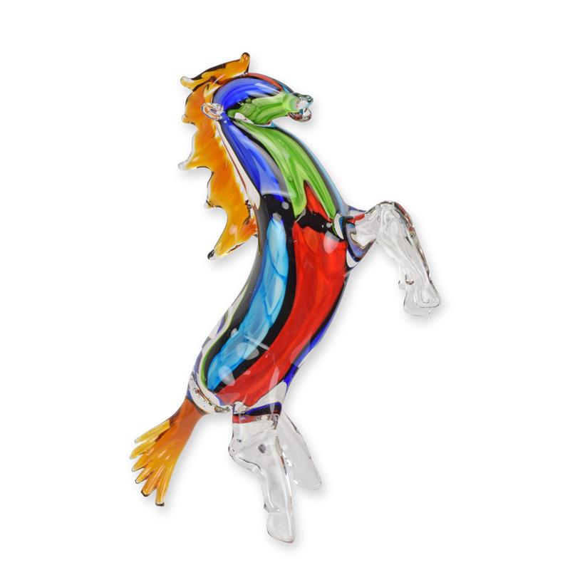 Murano-stijl glazen paard steigeren, meerkleurig – 35,6 cm – VntiQue