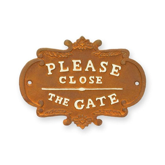 Please Close The Gate gietijzeren bord 22 cm – VntiQue