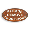 Gietijzeren wandbord met tekst Please Remove Your Shoes – 18 cm – VntiQue