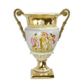 Grote porseleinen urn met vergulde bronzen monturen en twee handgrepen, klassiek tafereel – 56,7 cm