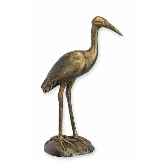 Gietijzeren beeld van een reiger met bronzen afwerking – VntiQue