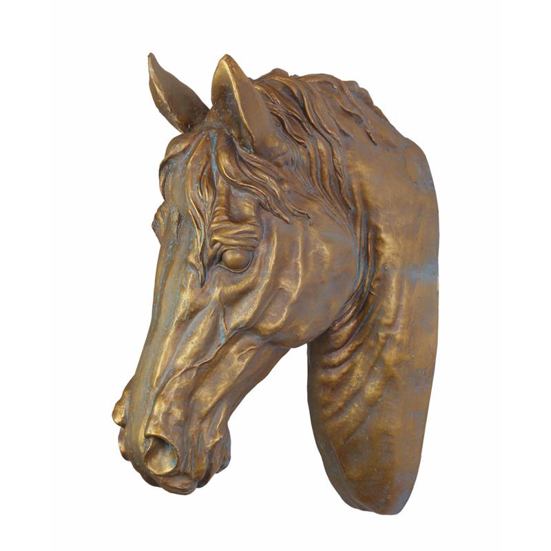 Resin paardenhoofd wandbeeld in bronslook – 46,6 cm – VntiQue