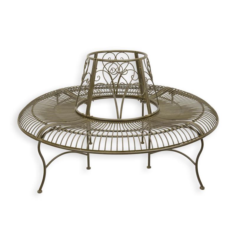 Smeedijzeren ronde boombank, antiekbruine afwerking – Ø150,5 cm – VntiQue