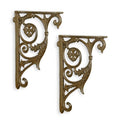 Set gietijzeren muurbeugels met sierlijke krullen – 26,6 cm – VntiQue